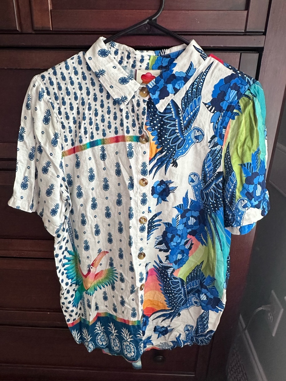 FARM Rio for Anthropologie Surf Button-down shirt size M